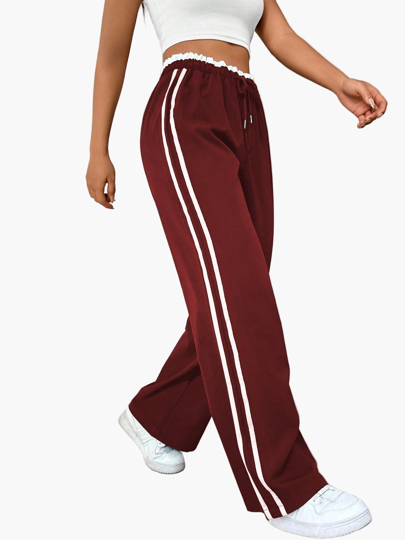 Damen Sportliche Wide-Leg Jogginghose mit Streifen – Trendige Freizeithose für Streetwear und Fitness