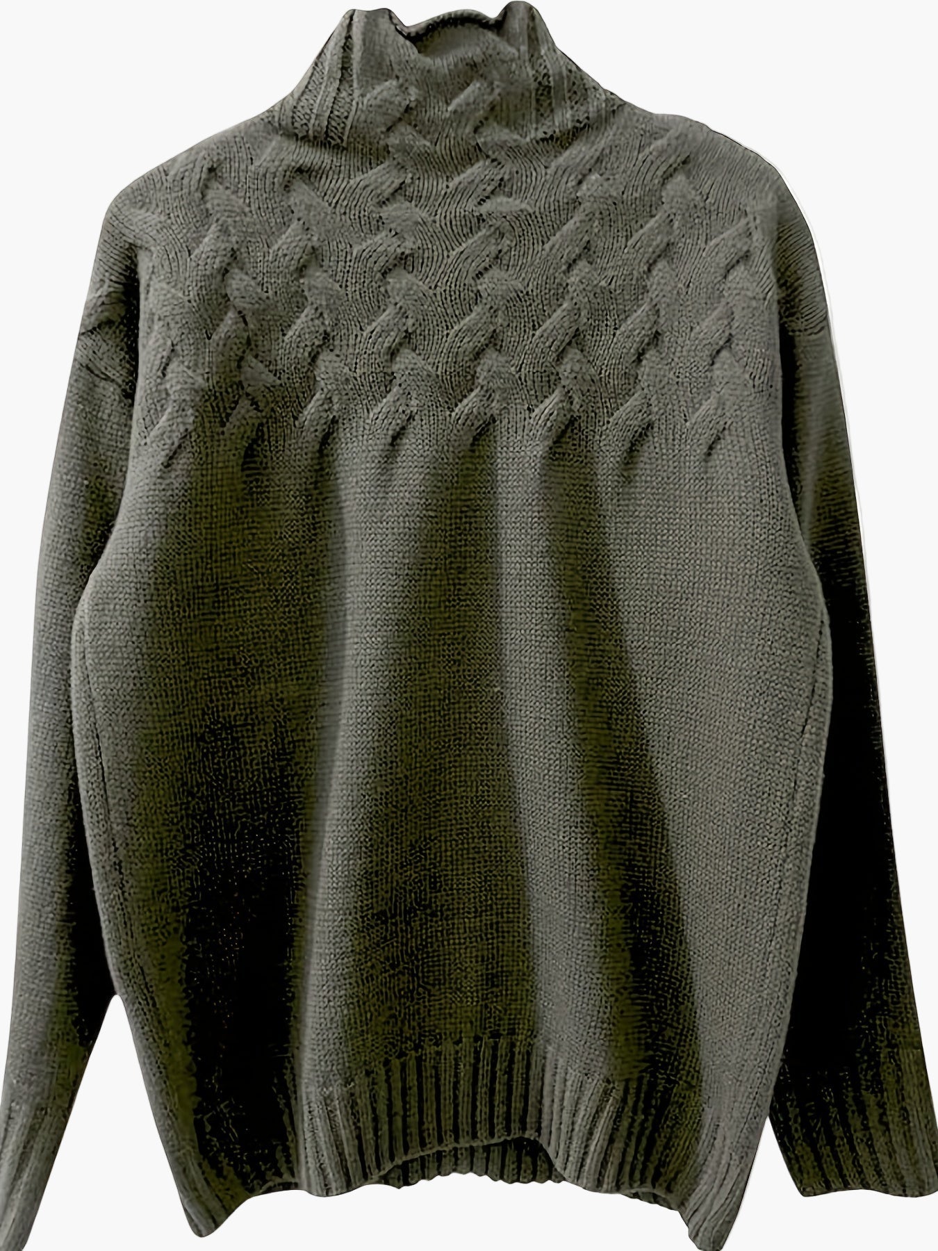 Damen Grobstrick Pullover mit Zopfmuster und Stehkragen – Lässiger Winterpulli für Alltag & Freizeit