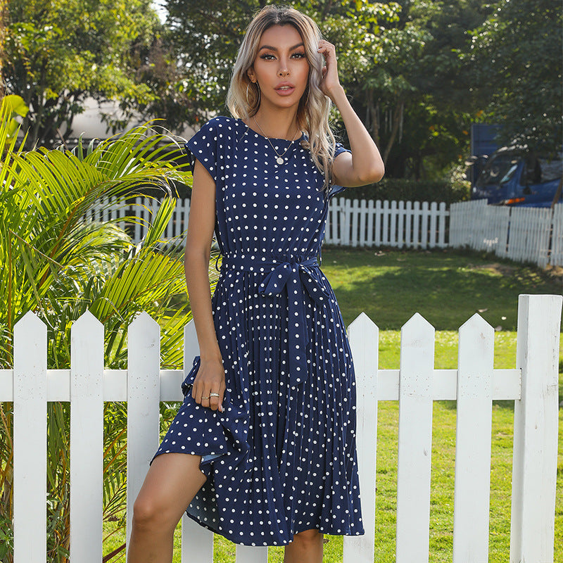 Victoria – Elegantes Polka Dot Midi-Kleid mit kurzem Ärmel für Damen