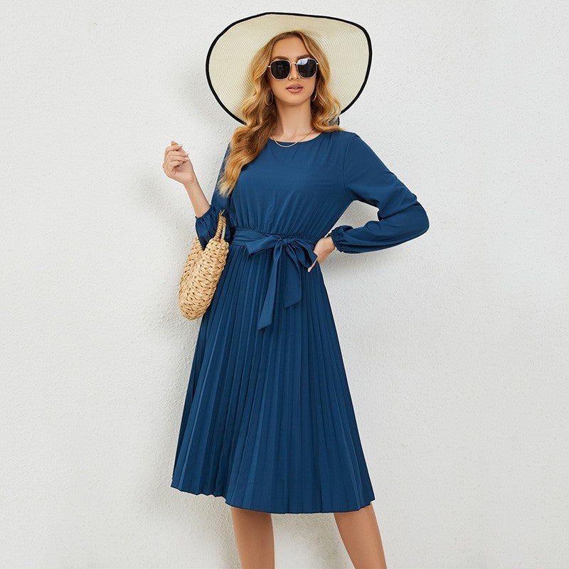 Katie – Faltender Damenrock mit Schnürung in einfarbig