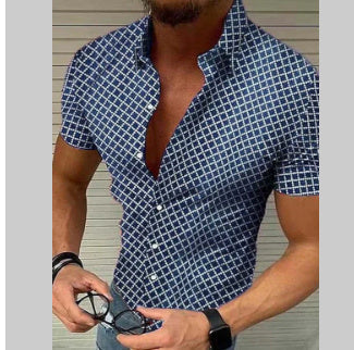 Chris – Camisa de hombre de manga corta con patrón de cuadros en tallas grandes