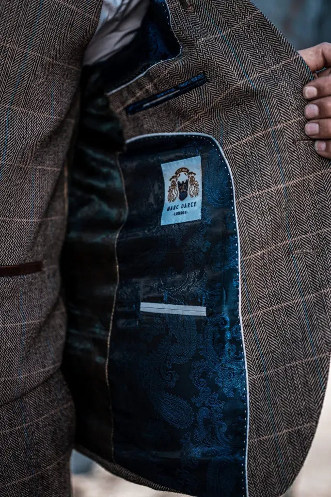 Herr dubbelknäppt tredelad kostymset – Klassisk brittisk stil för bröllop, business & festliga tillfällen