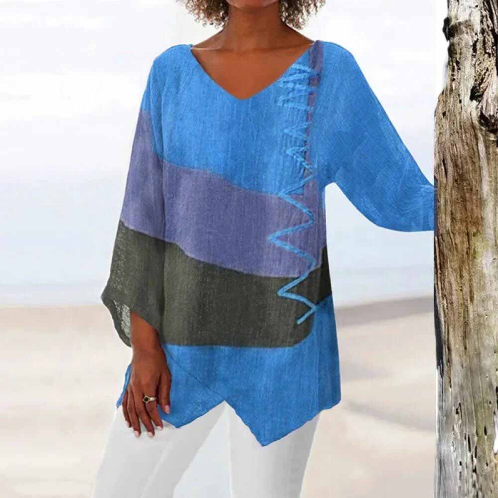 Boho Dames Zomer-Top met Asymmetrische Zoom en Zigzagdetail