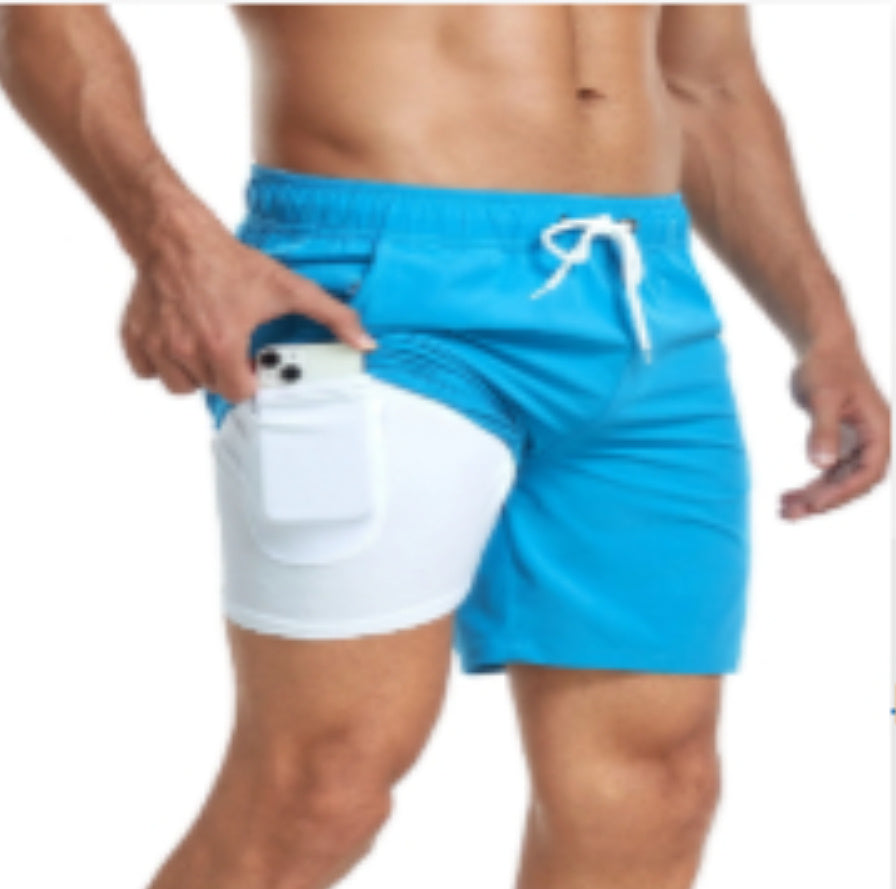 Short de bain pour hommes avec poche intérieure – Short de plage sportif avec compartiment pratique pour smartphone