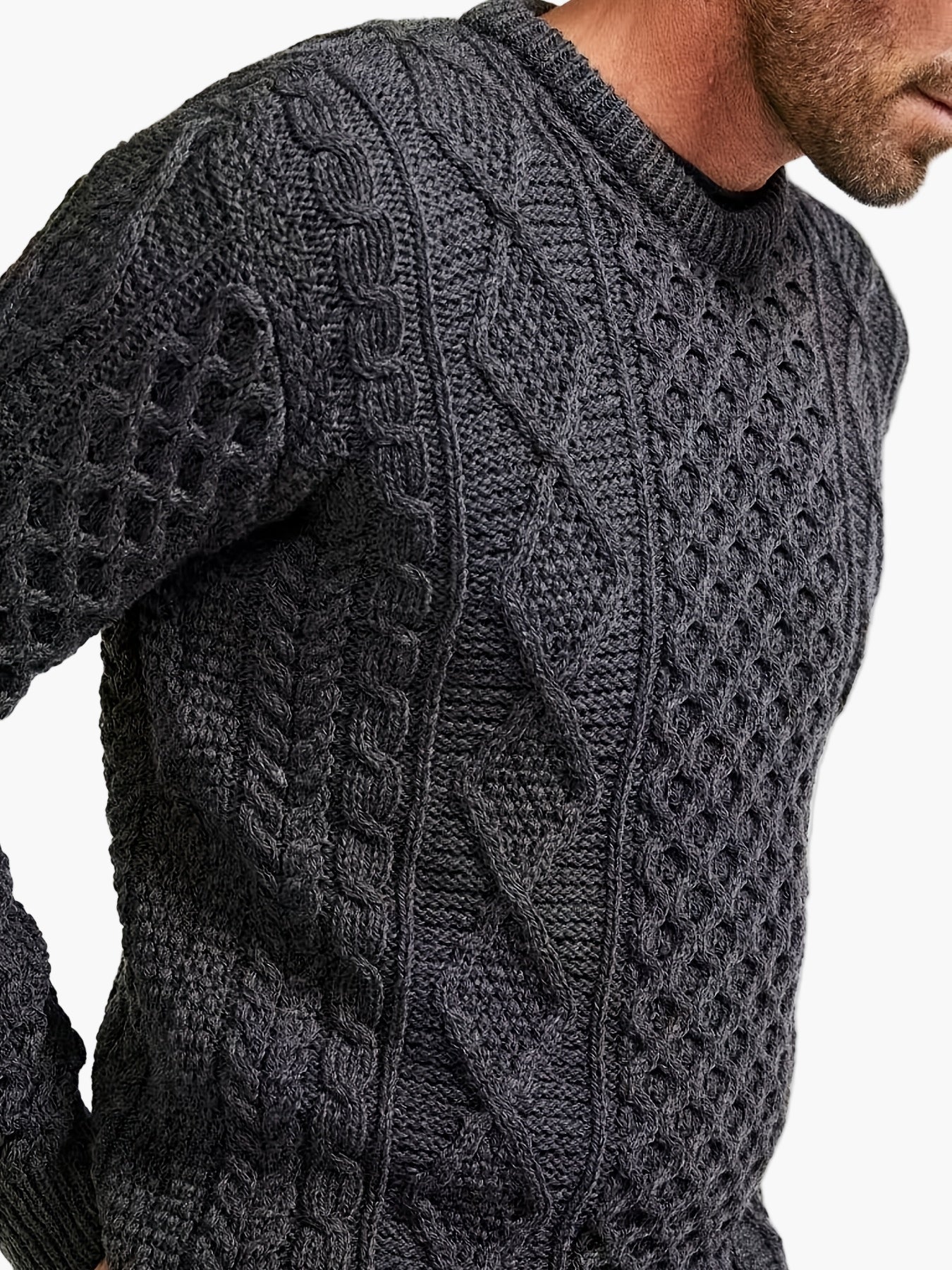 Herren Strickpullover mit Zopfmuster – Klassischer Freizeitstil für Alltag und Freizeit
