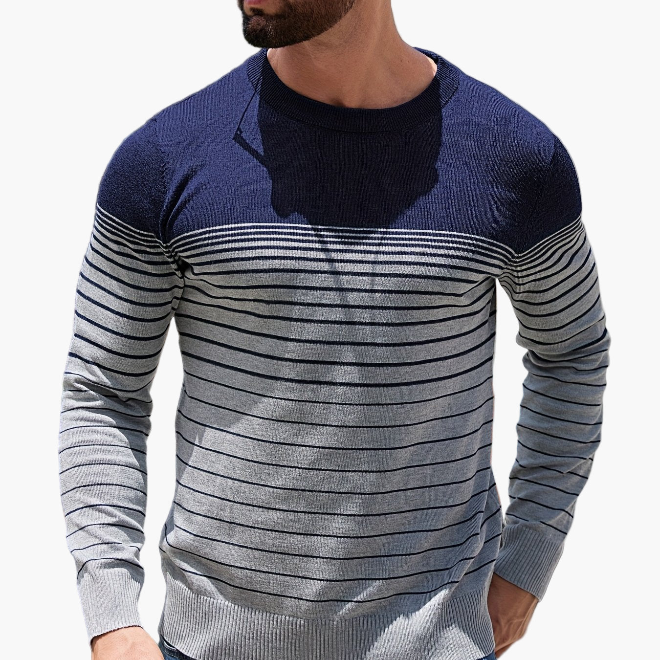 Herren Pullover mit Streifenmuster – Modischer Freizeit-Langarm für Frühling und Herbst