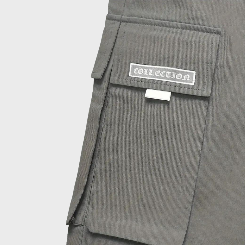 Pantaloni cargo da jogging da uomo – Pantaloni streetwear viola con tasche con cerniera e polsini