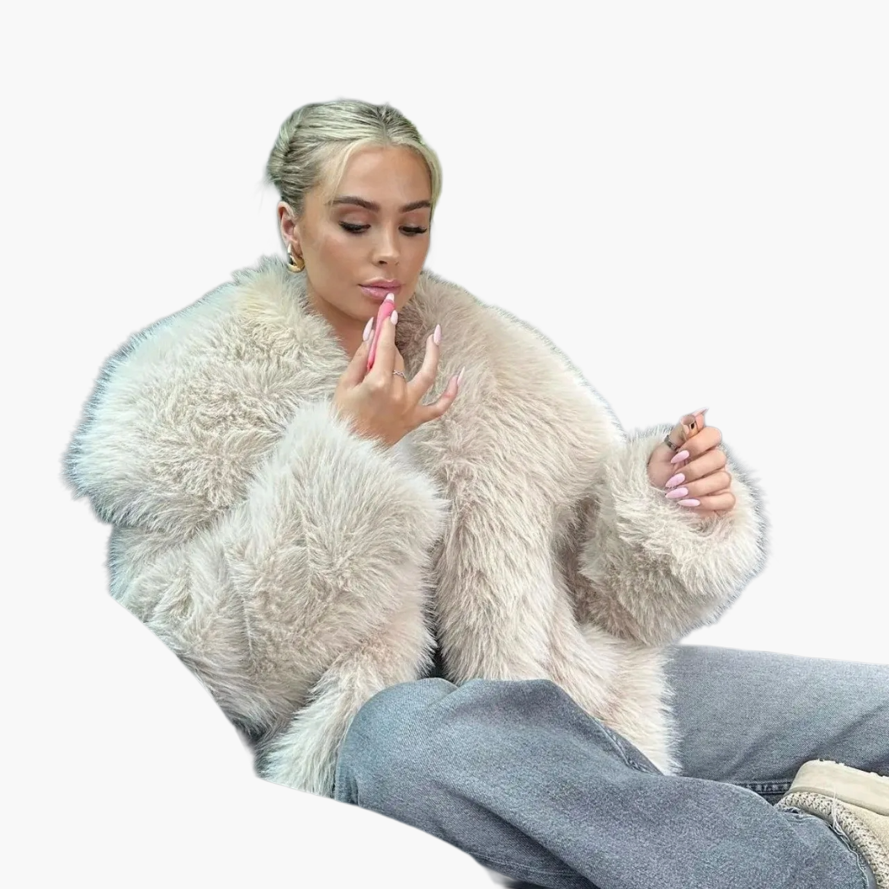 Damernas lyxiga oversized konstpälsjacka – Moderiktig vinterkappa för stilfulla framträdanden