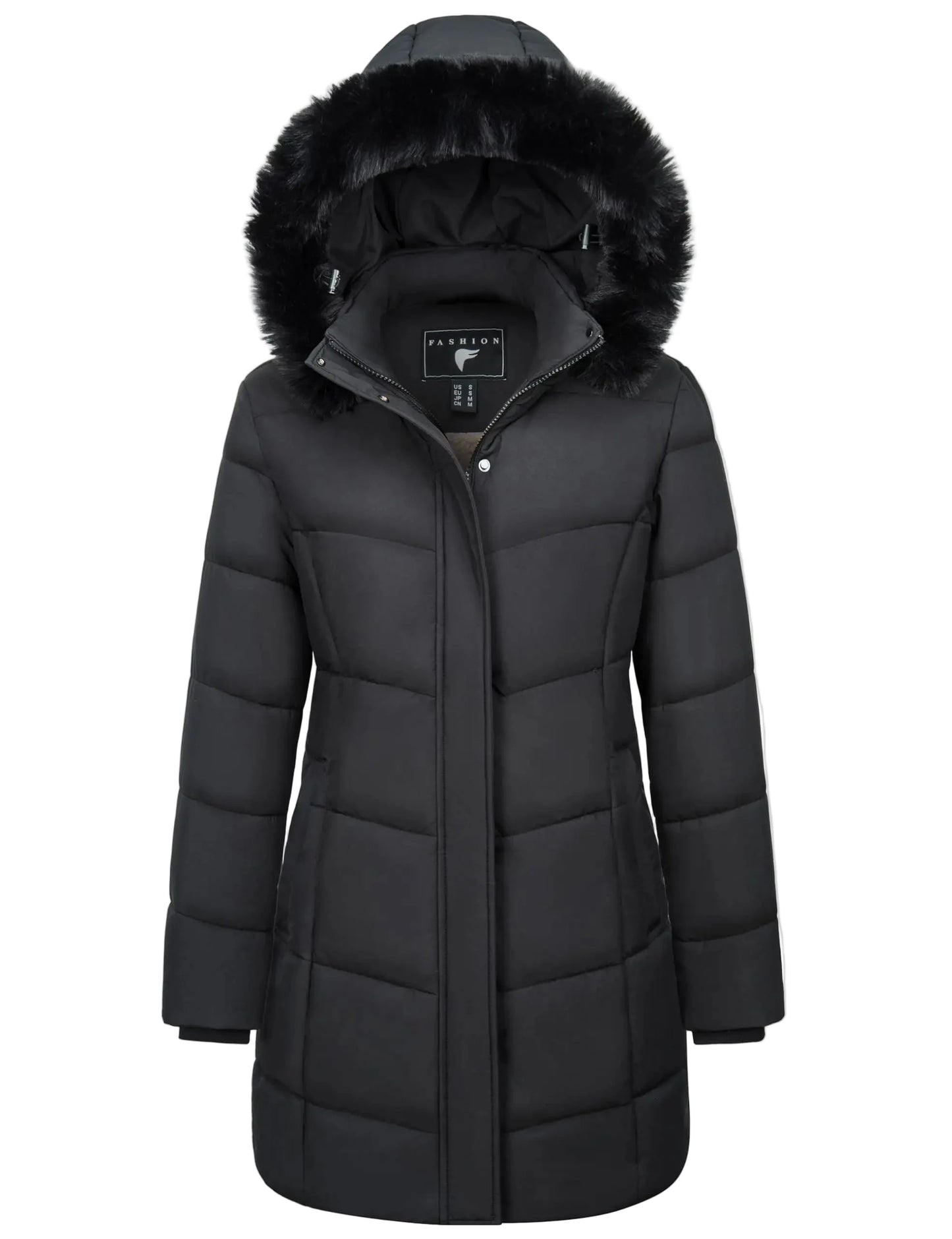 Damen Winter Steppmantel mit Kapuze – Langer Pufferparka für Alltag, Outdoor und Freizeit