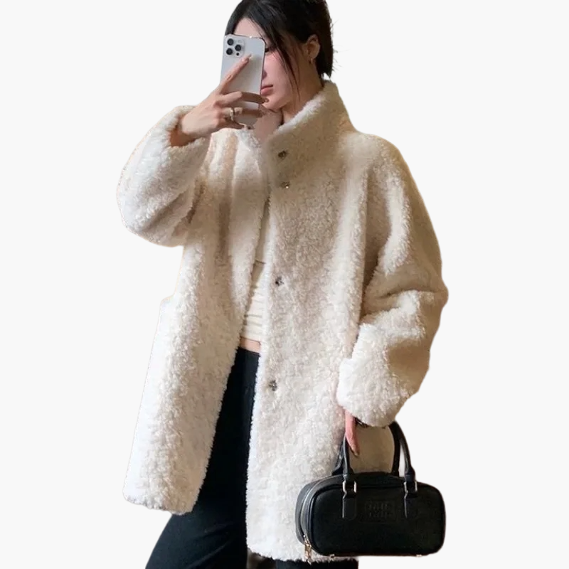 Giacca invernale oversize in teddy da donna – Calda e alla moda