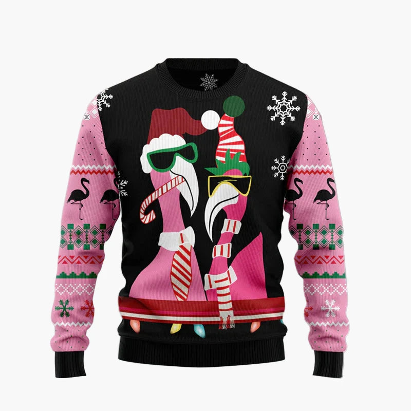Unisex Grappige Flamingo Lelijke Kersttrui – Perfect voor Kerstfeesten & Winterplezier