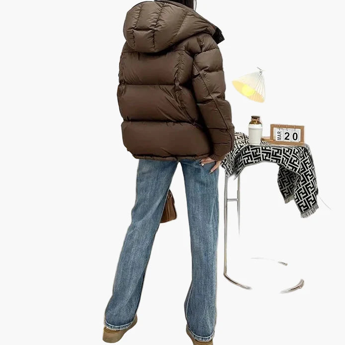 Dam vinter quiltad jacka med huva – Moderiktig outdoorjacka, fritid & vardag