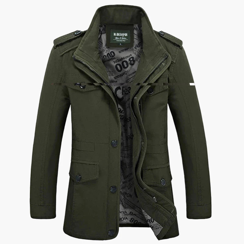 Herren Militärstil Jacke – Outdoor Freizeit Übergangsjacke mit Knopfleiste