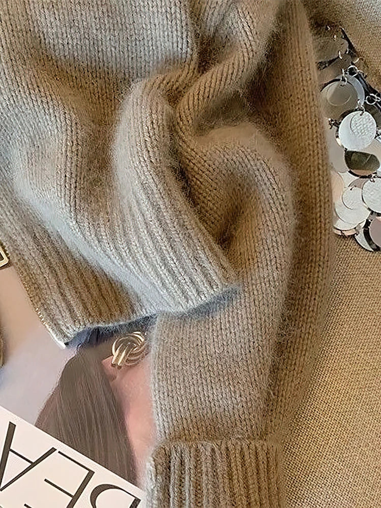 Cárdigan de punto para mujer con cremallera y cuello elegante – Cárdigan corto a la moda para el día a día y oficina