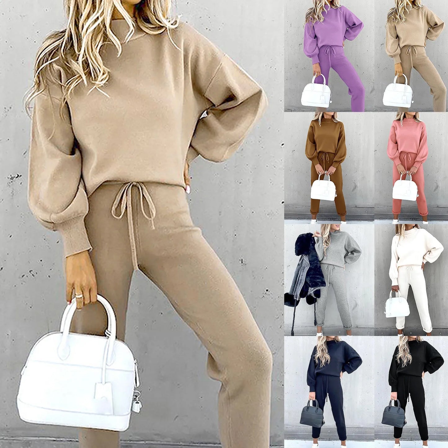 Damen 2-teiliges Freizeitset – Modisches Lounge-Outfit mit Pullover und weiter Hose für Alltag und Streetwear