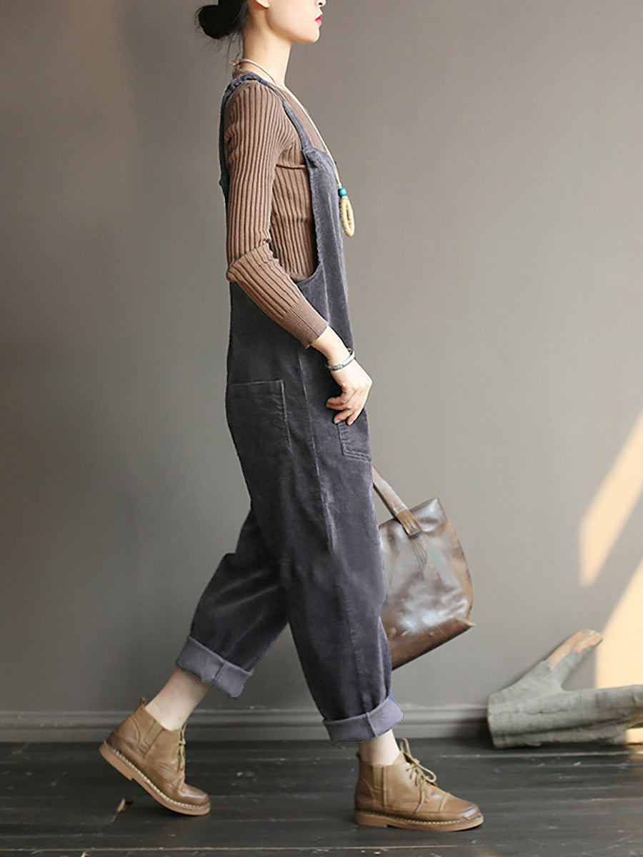 Mono retro casual para mujer con bolsillos para el día a día y tiempo libre