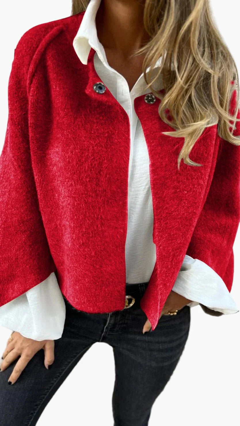 Abrigo Celeste para mujer – Estilo elegante de chaqueta corta para negocios y uso diario