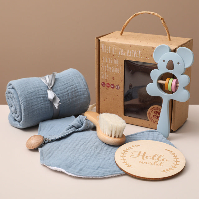 Unisex Baby Presentset med Elefant – Stilfullt babyvårds- och minnesset för nyfödda, 6-delar
