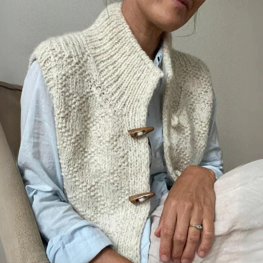 Dames gebreid vest met opstaande kraag en knoopsluiting – tijdloze casual stijl voor dagelijks gebruik