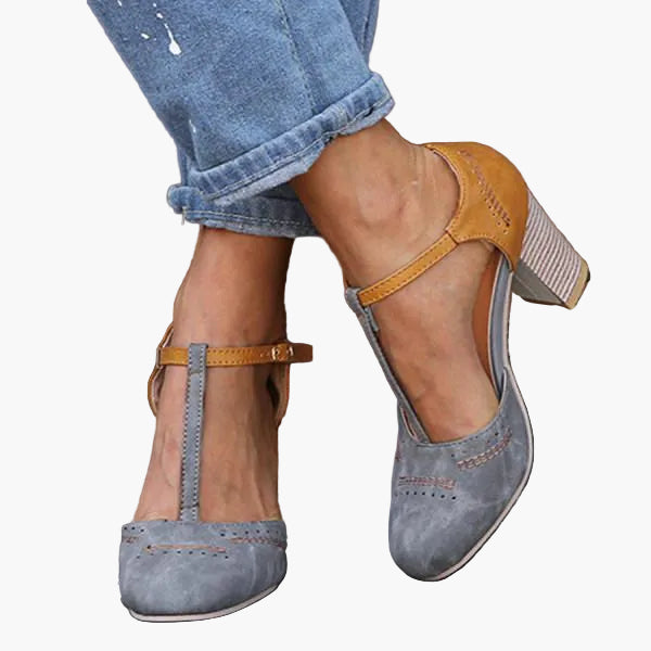 Dames Elegante T-Riem Pumps met Blokhak voor Dagelijks Gebruik en Kantoor