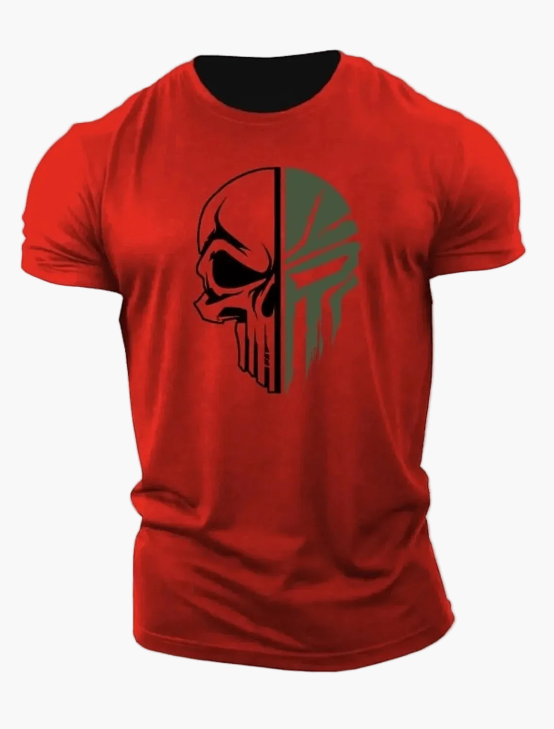 Herren T-Shirt mit Totenkopf 3D-Print – Military Streetwear, Oversized, Kurzarm, Ideal für Fitness & Freizeit