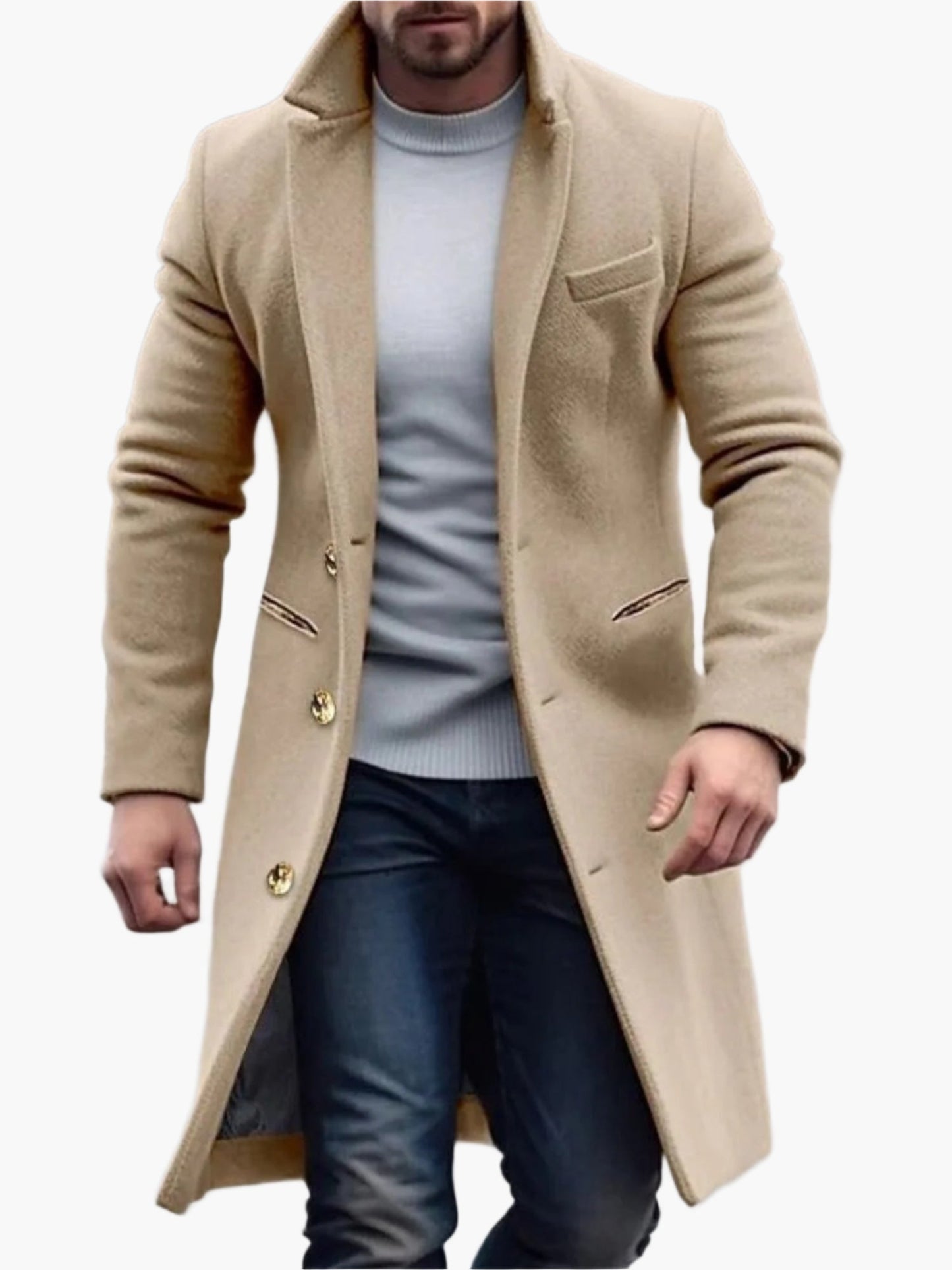 Manteau long d'hiver pour hommes – Manteau d'élégance classique pour affaires et loisirs