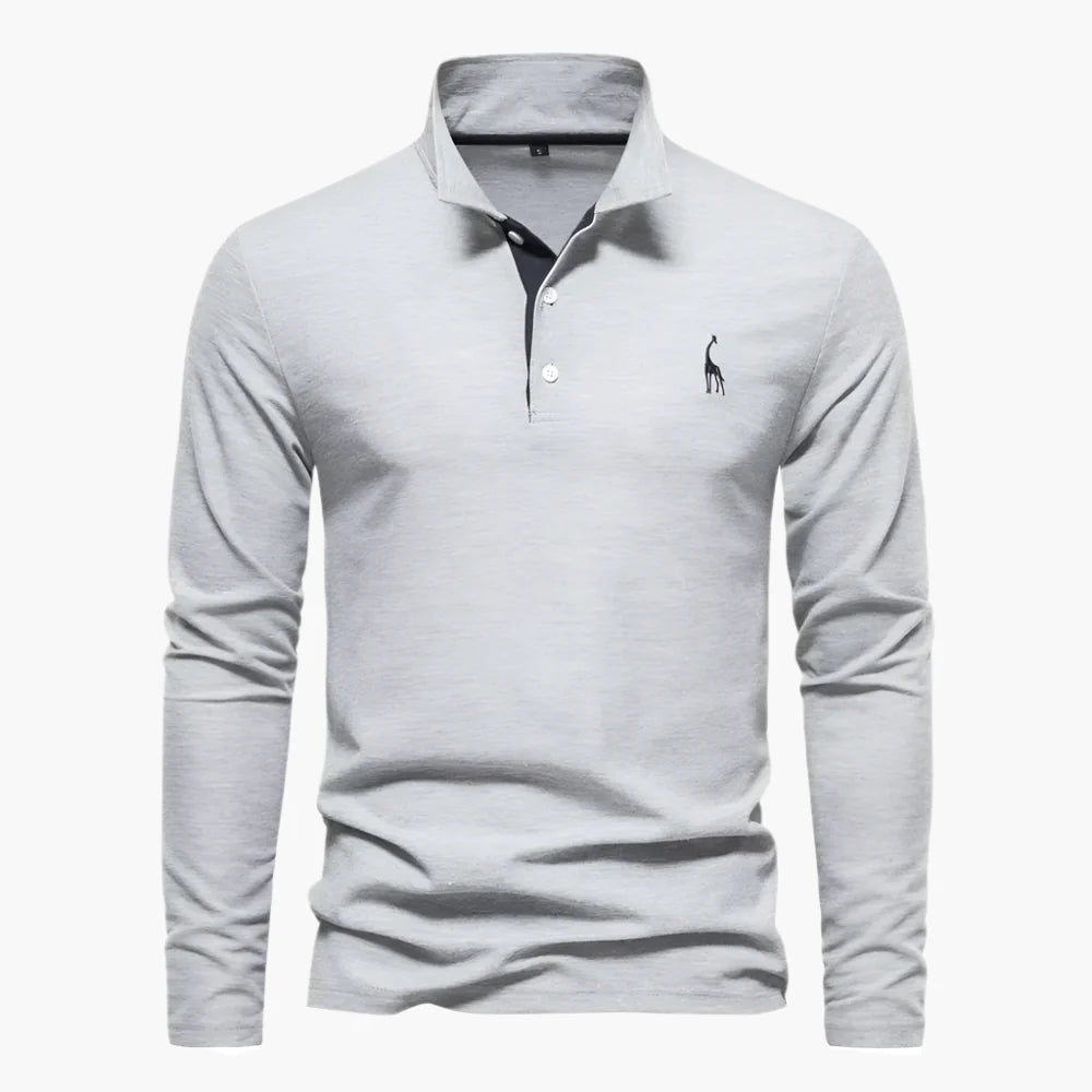 Herren Langarm Polo – Klassisches Poloshirt mit Stickerei, Elegant für Freizeit und Business