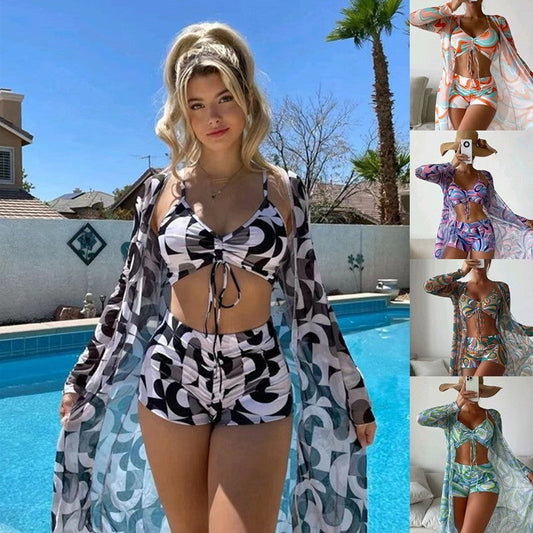 Denise – 3-teiliges Bikini-Set mit langem Cardigan für den Sommer