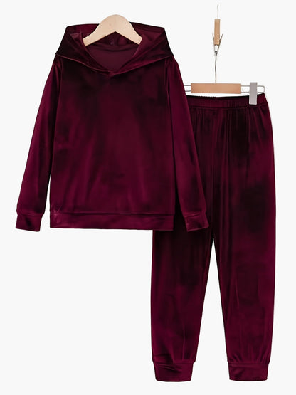 Conjunto de ocio para mujer con sudadera con capucha y pantalón de chándal – Conjunto cómodo para casa para otoño e invierno