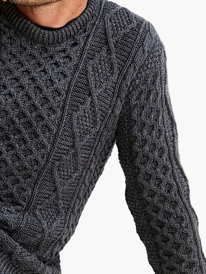 Herren Strickpullover mit Zopfmuster – Klassischer Freizeitstil für Alltag und Freizeit