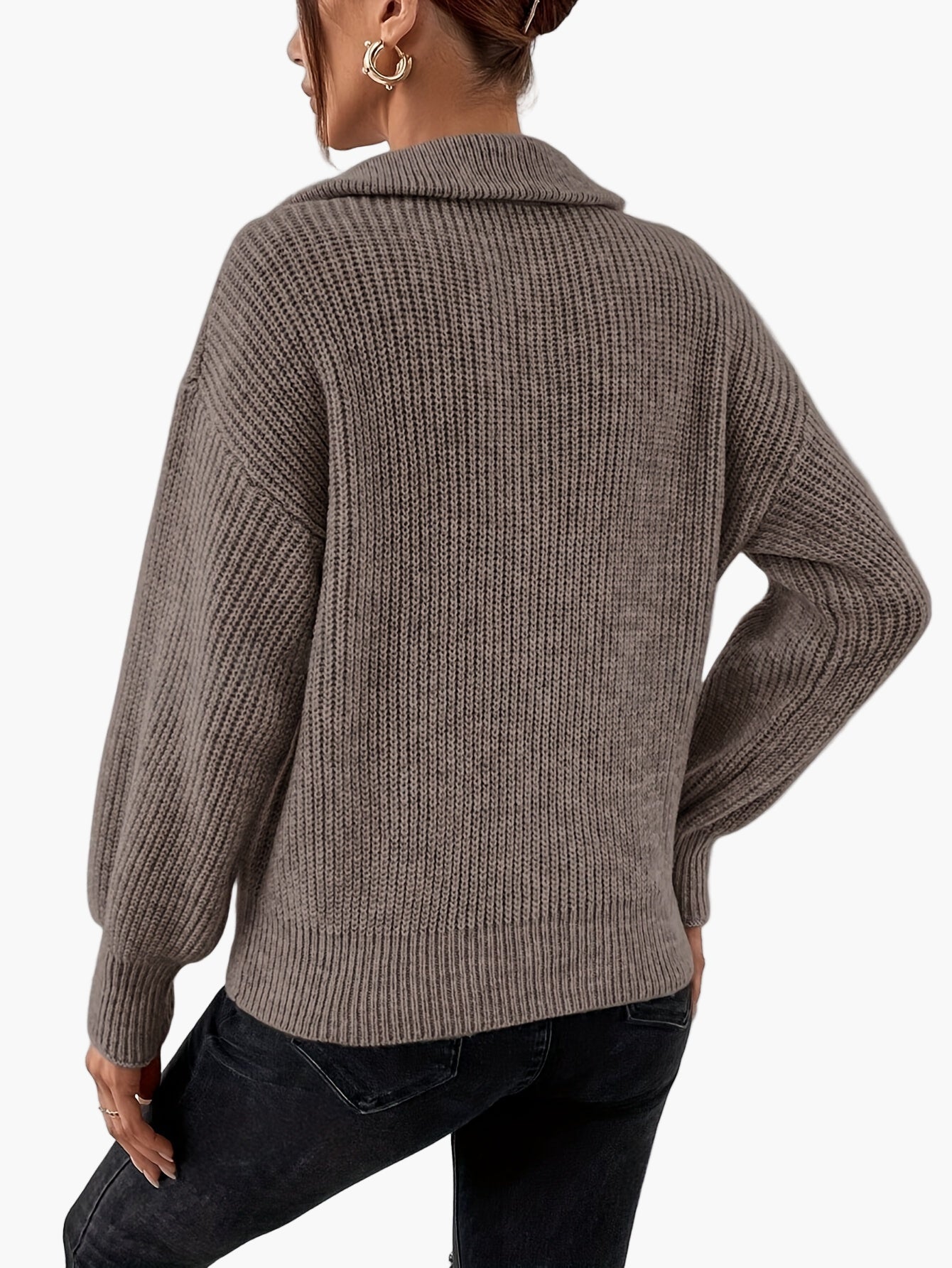 Damen Strickpullover mit Reißverschluss und lässigem Kragen – Modischer Freizeit-Look
