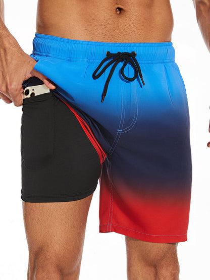Herr Badeshorts med innerficka – Sportiga strandshorts med praktisk smartphone-ficka