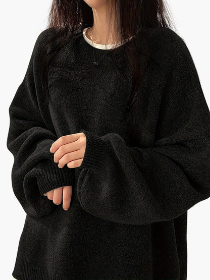 Damen Oversize Pullover Lockerer Schnitt Gemütlicher Freizeit-Look