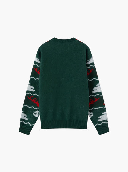 Herren Weihnachts-Pullover mit Rentier- und Tannenbaum-Muster, ideal für festliche Partys und Winter