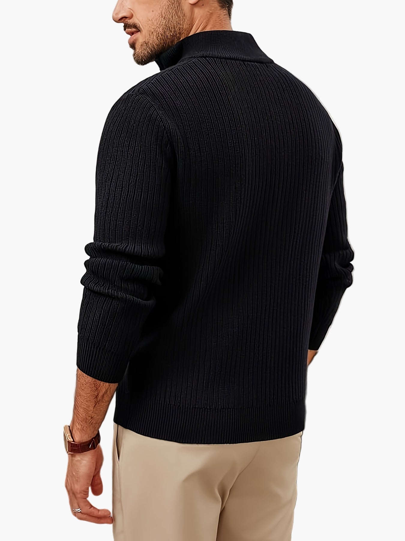 Herren Halbzip-Strickpullover im modernen Casual-Stil für Herbst und Winter