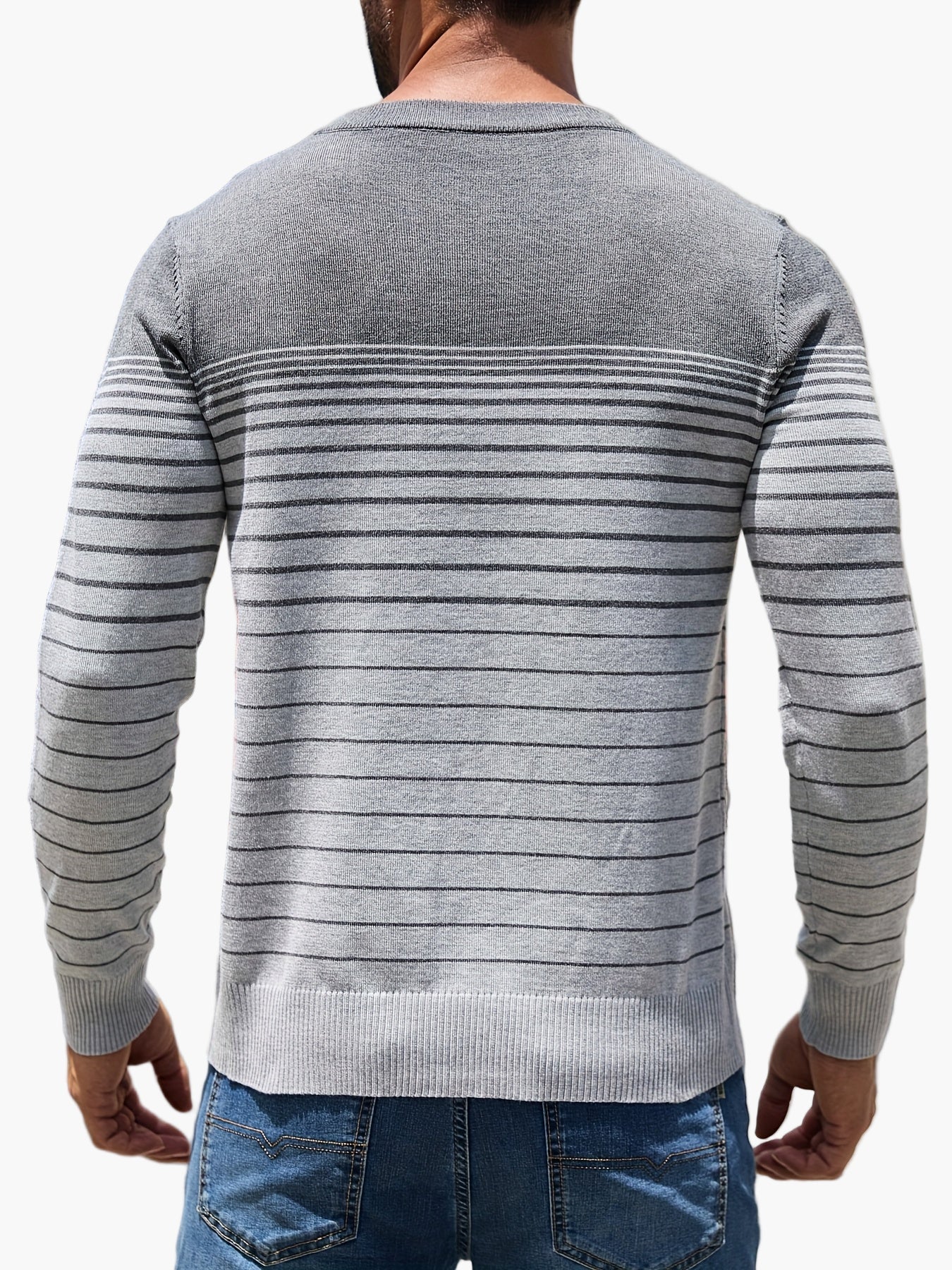 Herren Pullover mit Streifenmuster – Modischer Freizeit-Langarm für Frühling und Herbst