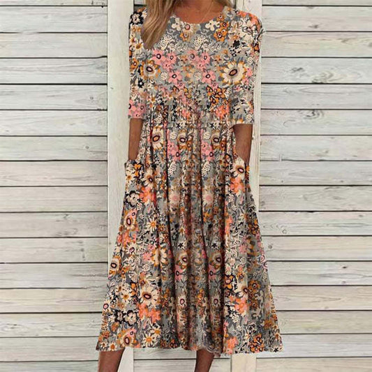 Tanya – Casual maxi-jurk met print en zakken