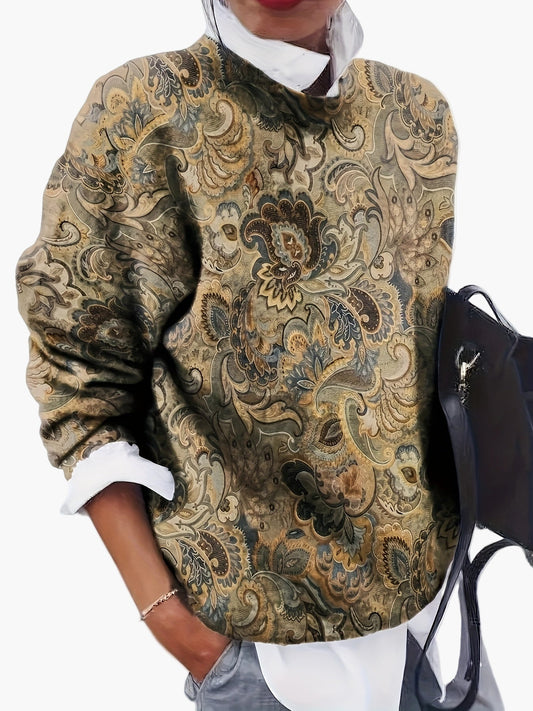 Dames vintage oversized sweatshirt met bloemenpatroon – Modieuze dagelijkse outfit