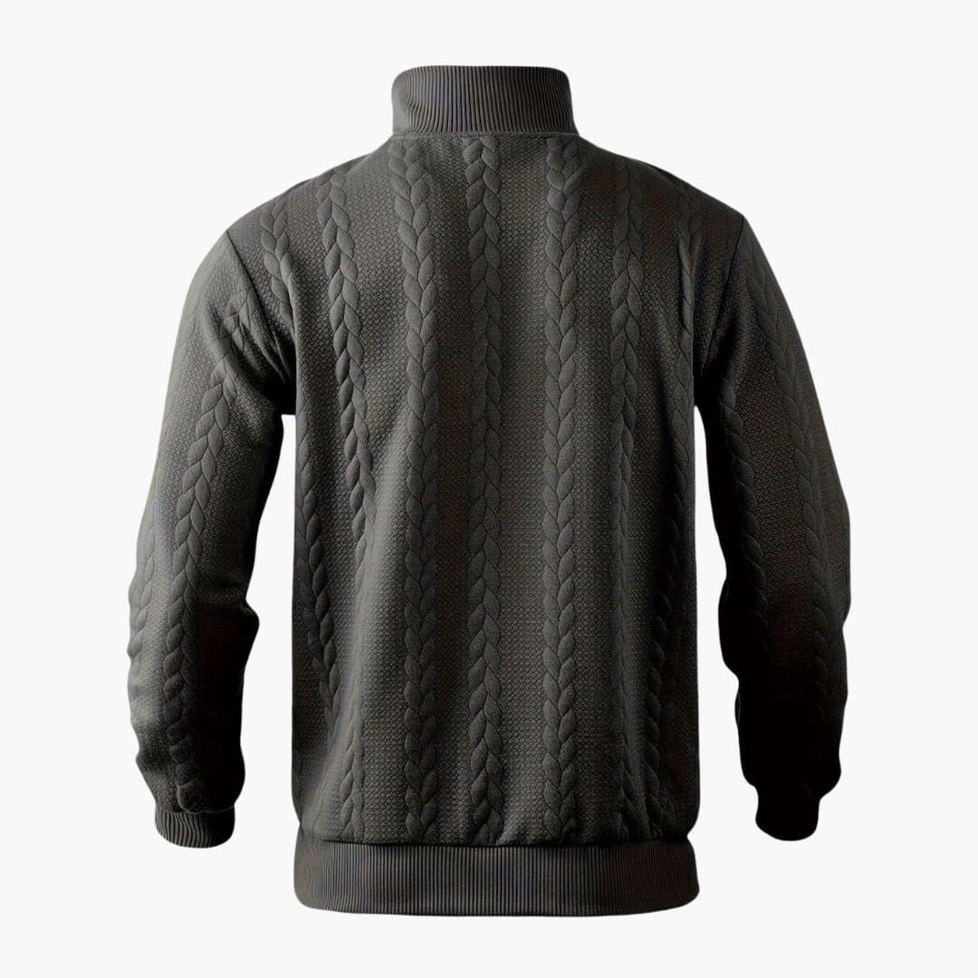 Herren Strickpullover Half-Zip – Stilvoller Freizeitpullover mit Zopfmuster für Alltag und Büro
