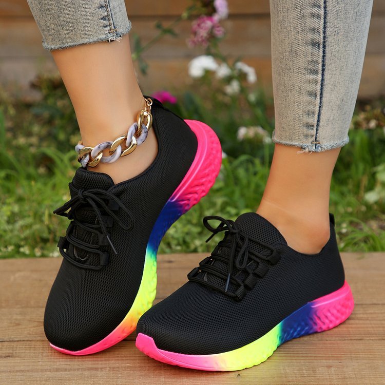 Alice – Damen Kunstleder Sneaker mit Regenbogensohle
