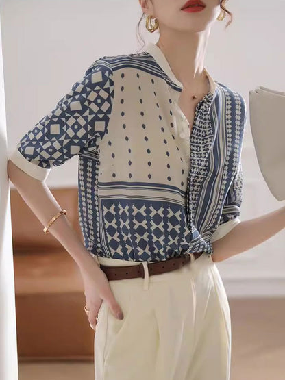 Aileen - Retro Kariertes Gestreiftes Hemd