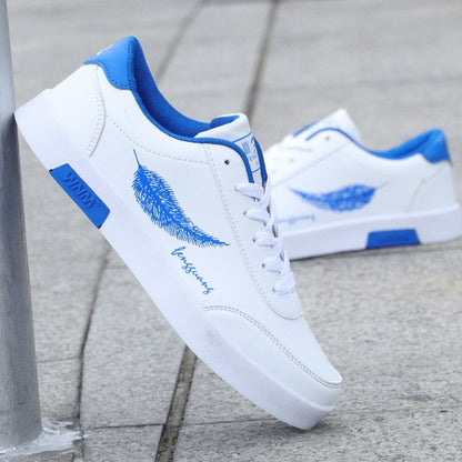 Herren Sneaker mit Feder-Print – Schwarz & Weiß, Leichter Streetwear-Schuh