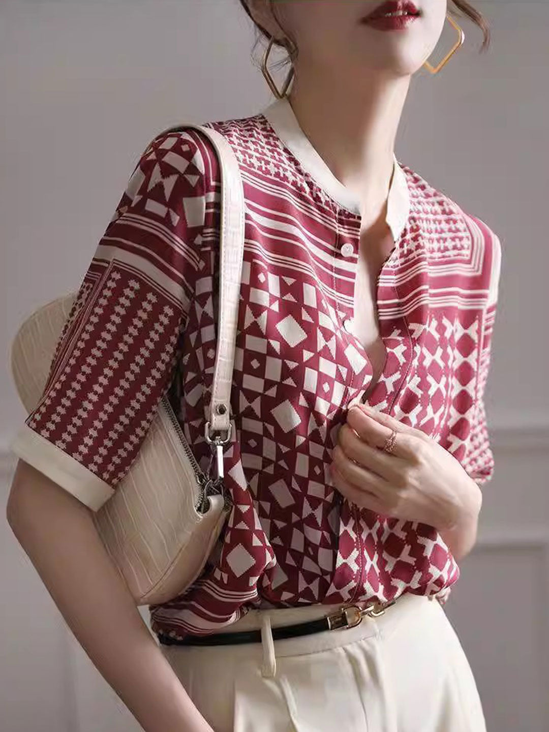 Aileen - Retro Kariertes Gestreiftes Hemd