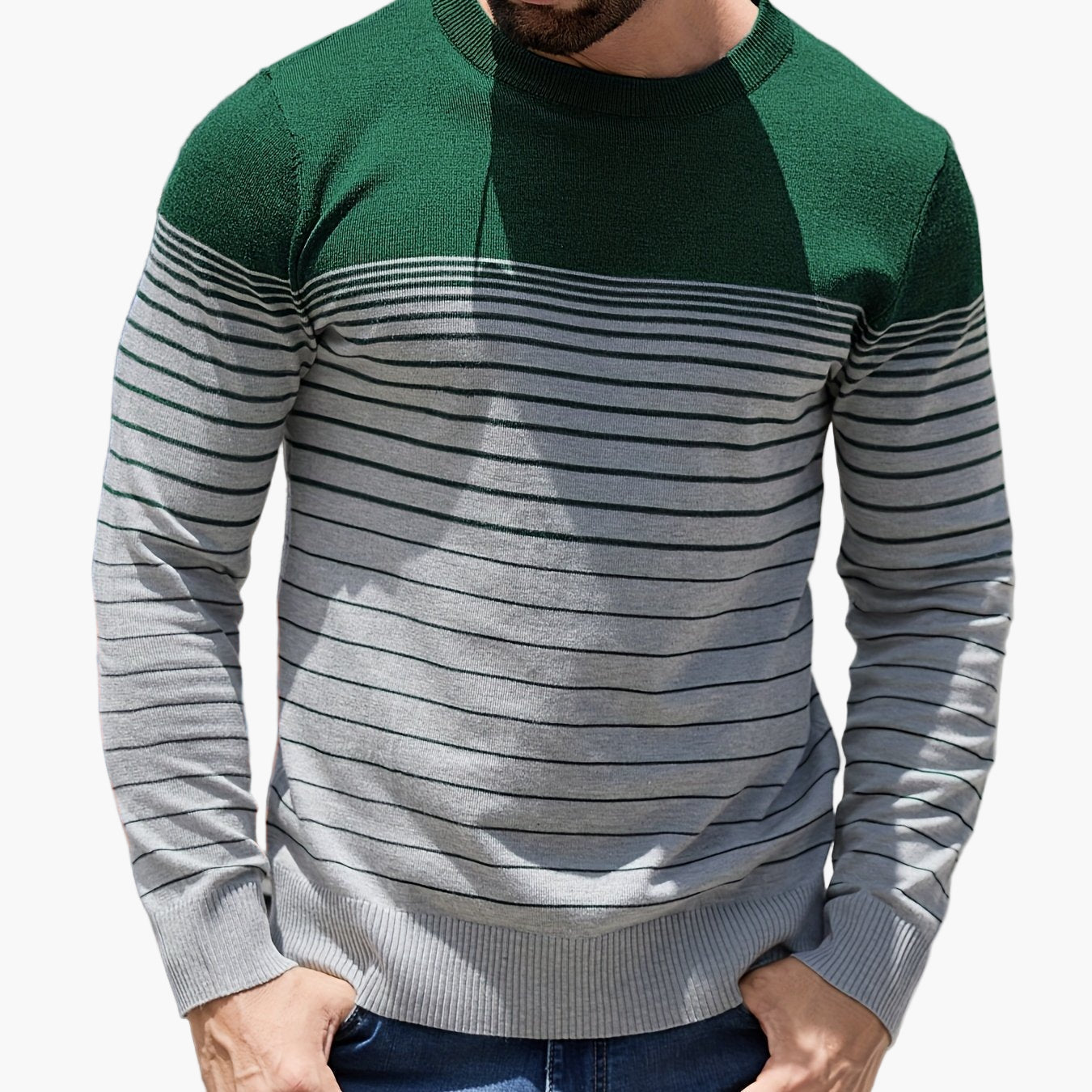 Herren Pullover mit Streifenmuster – Modischer Freizeit-Langarm für Frühling und Herbst