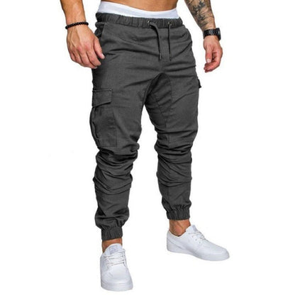 Herren Slim Fit Cargo Jogginghose – Rote Streetwear mit Kordelzug und Cargotaschen