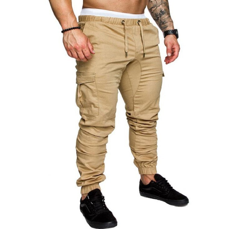 Herren Slim Fit Cargo Jogginghose – Rote Streetwear mit Kordelzug und Cargotaschen