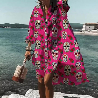 Damen Oversize Hemdblusenkleid Weiß – Lässiger Strand-Kimono mit Knopfleiste