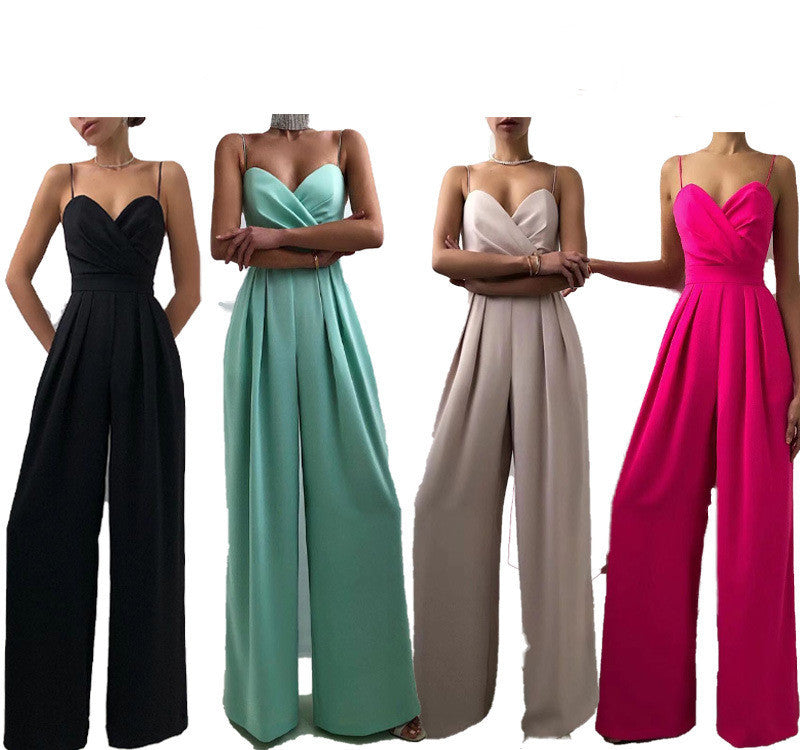 Charlotte – Mono minimalista con cintura recta y efecto borla