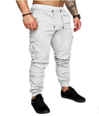 Herren Slim Fit Cargo Jogginghose – Rote Streetwear mit Kordelzug und Cargotaschen