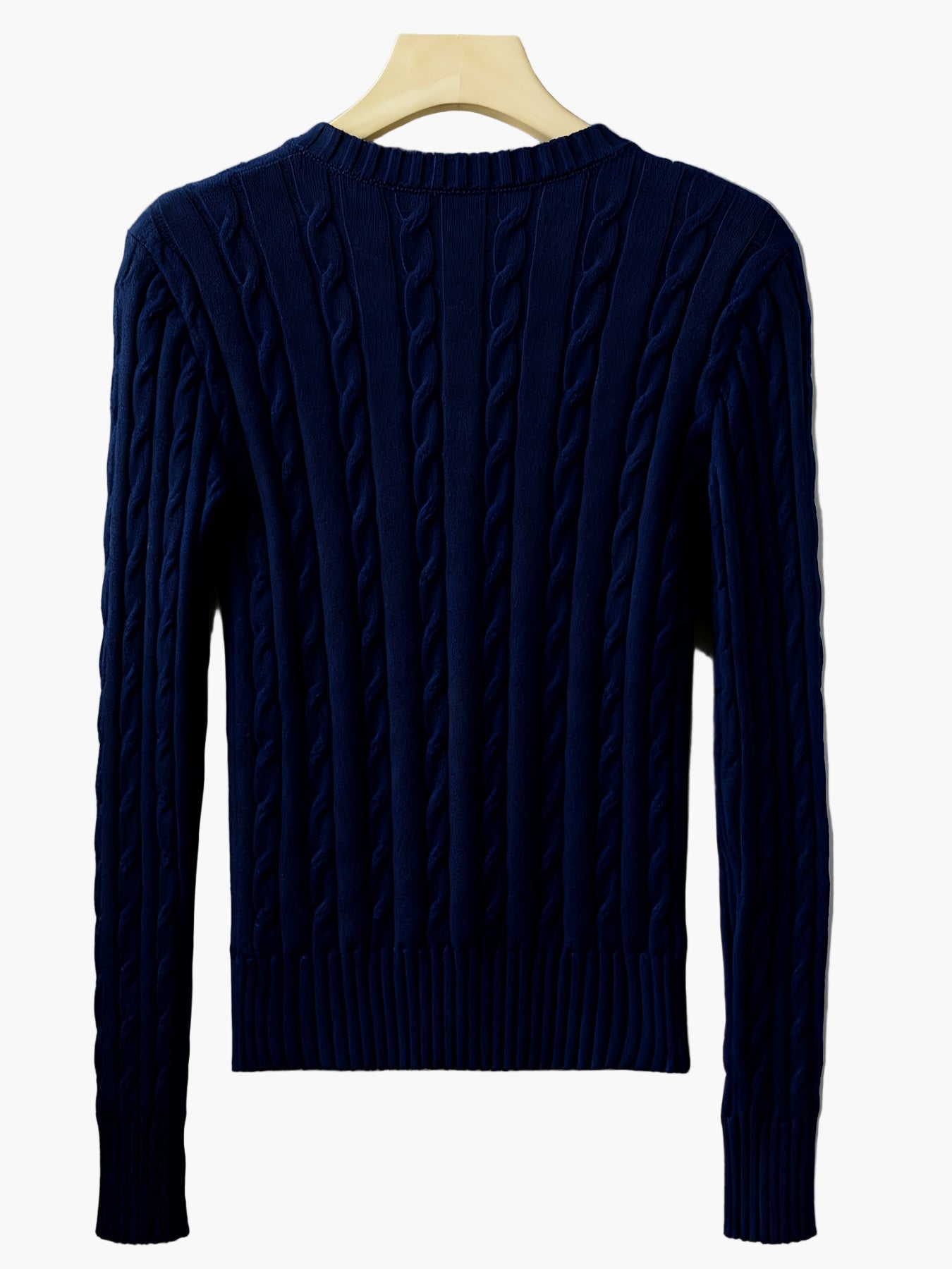 Damen Pullover im Zopfmuster mit V-Ausschnitt – Modischer Freizeit Strickpullover